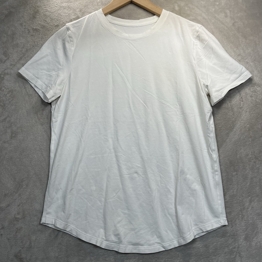 Lululemon Shirt Womens Small White Short Sleeve Curve Hem Running Athletic Top
